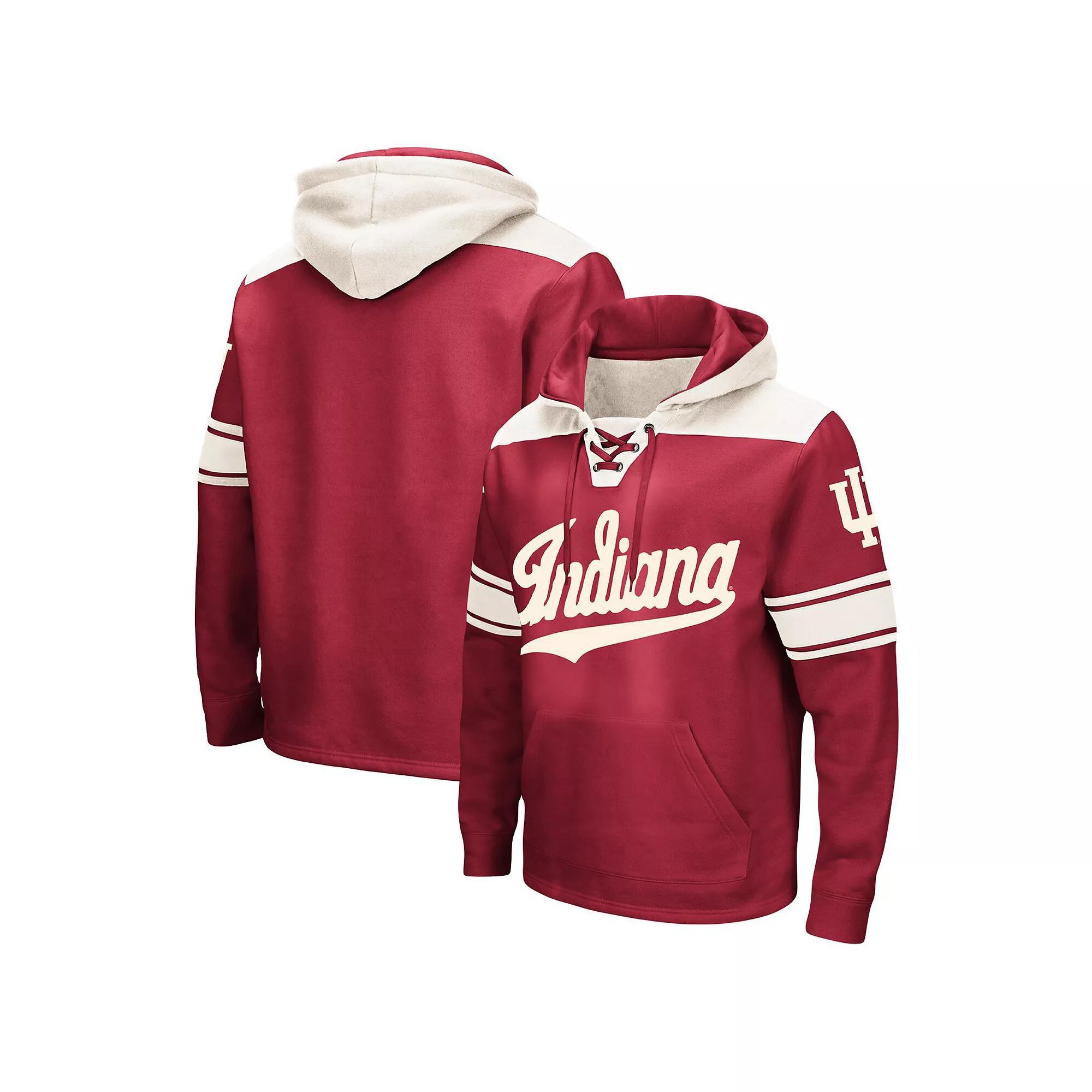 Men's Colosseum Crimson Indiana Hoosiers Big & Tall Hockey Lace-Up Pullover Hoodie, Size: 2XB, Red Product Image