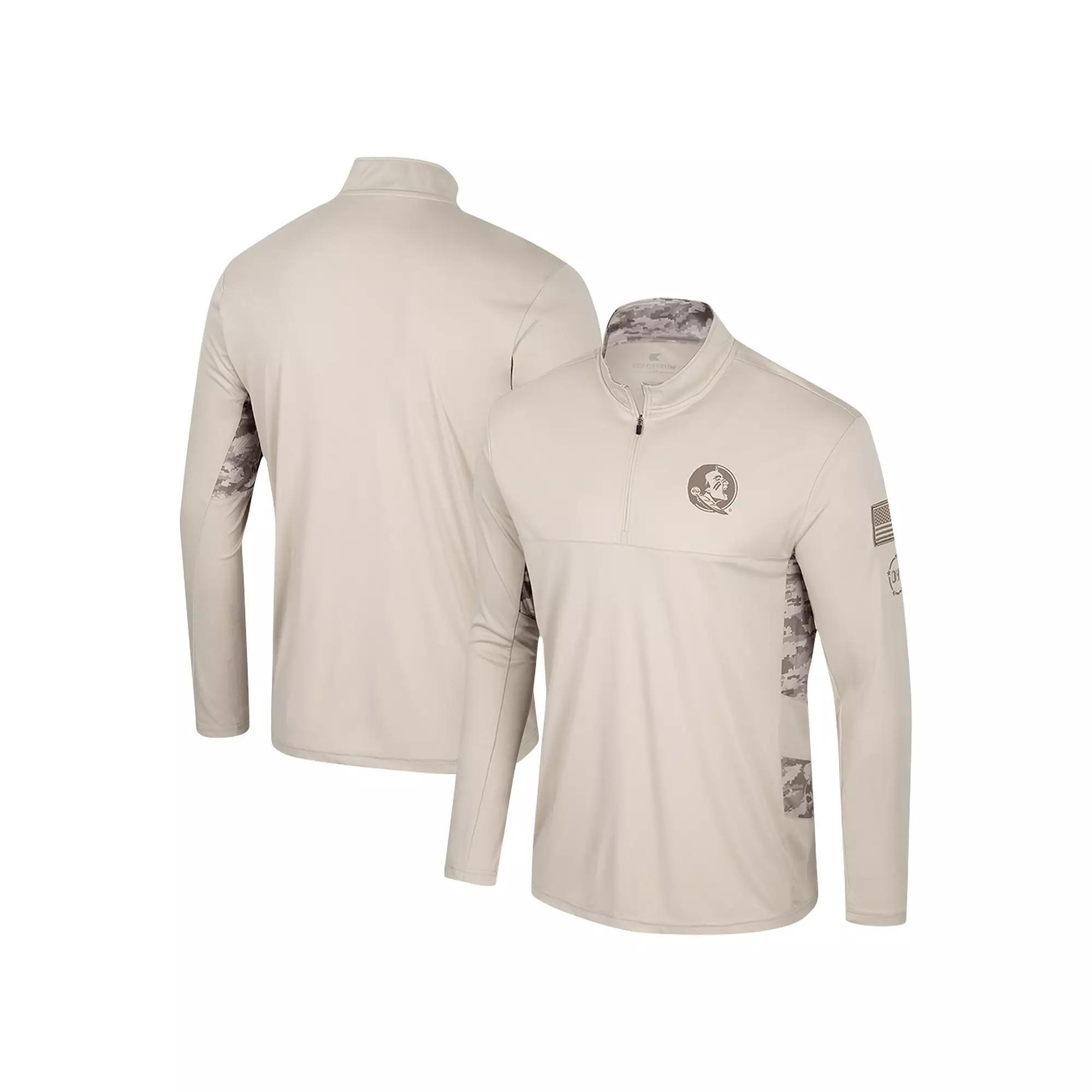 Men's Colosseum Natural Colorado State Rams OHT Military Appreciation Quarter-Zip Jacket, Size: Medium, Beige Product Image