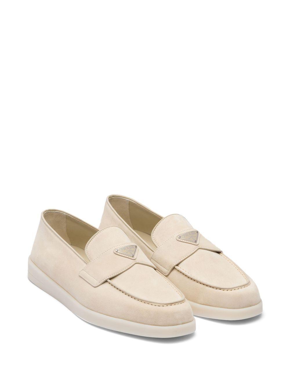 enamel triangle logo-plaque suede loafers Product Image