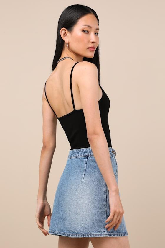 Charlie Medium Wash Denim Mini Skirt Product Image