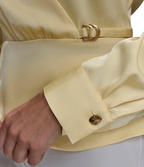 Donna Karan Long Sleeve Faux Wrap Blouse Product Image