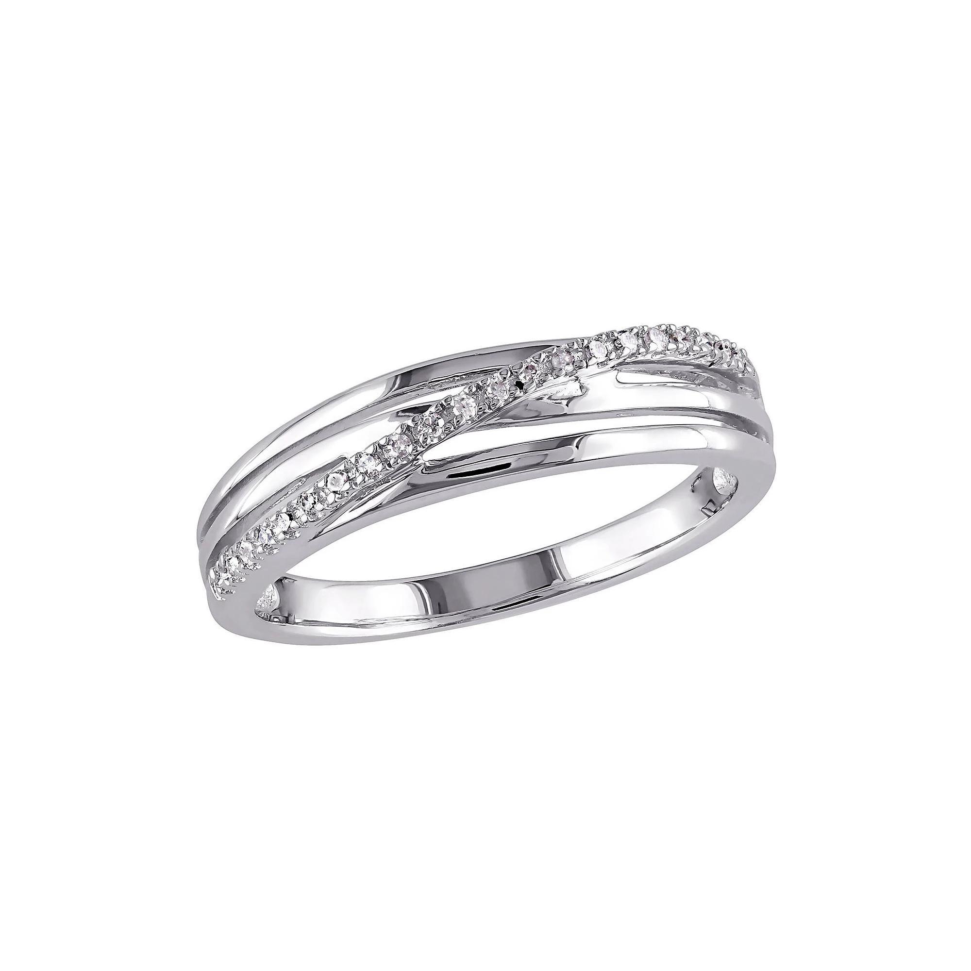 Stella Grace Sterling Silver Diamond Accent Crisscross Ring, Womens White Product Image