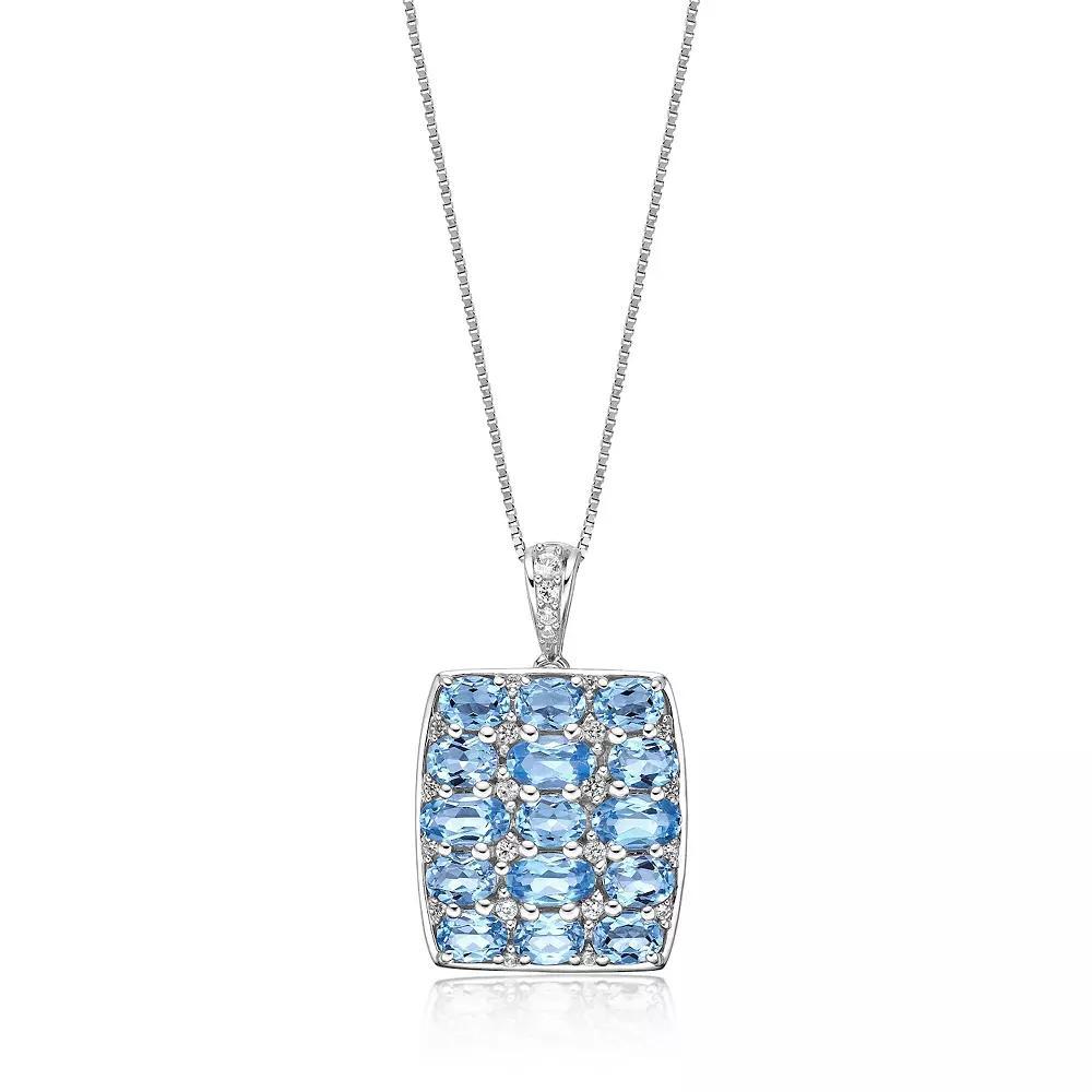 Gemminded Sterling Silver ISQA Blue Topaz & Lab-Created White Sapphire Pendant Necklace, Women's, Size: 18" Product Image
