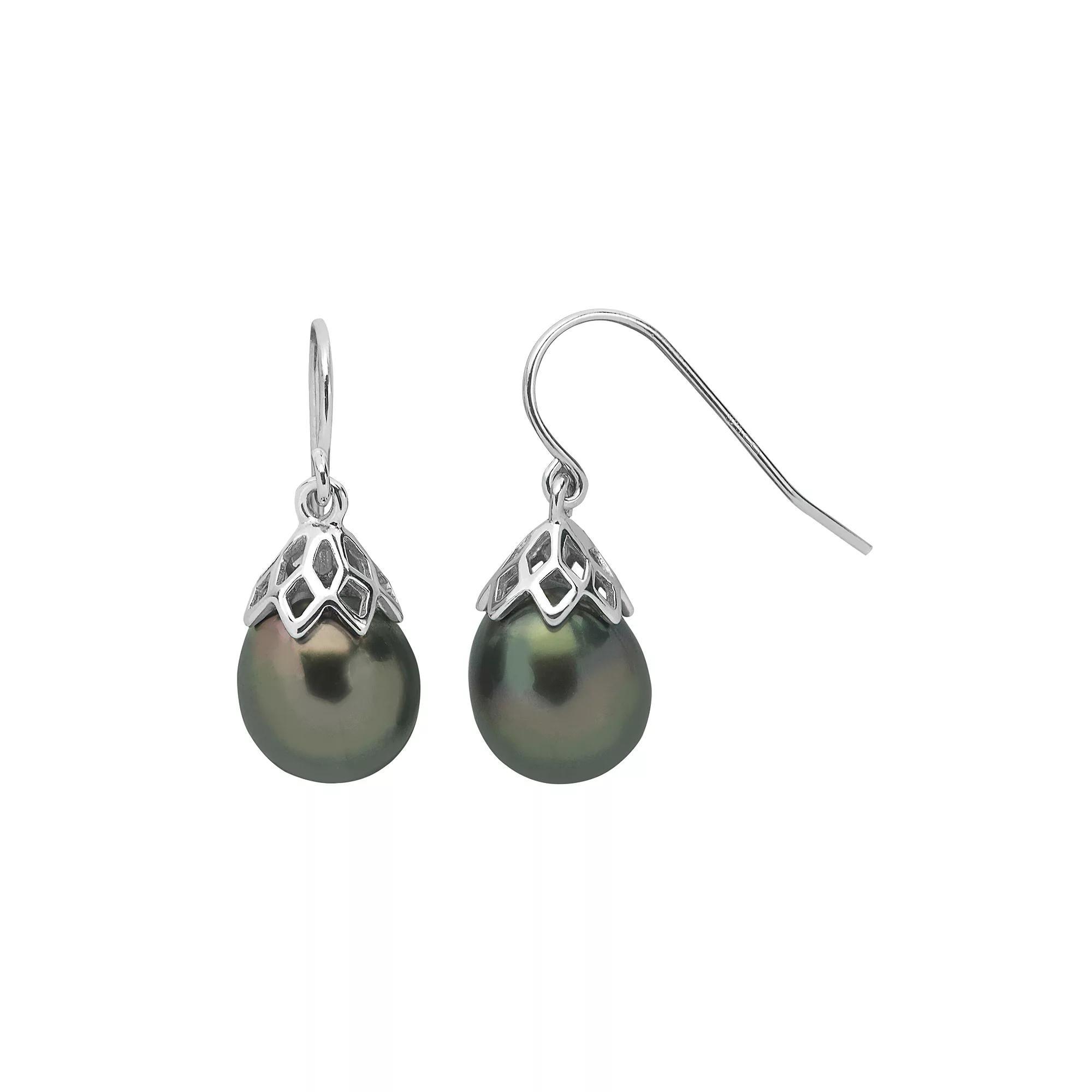 PearLustre by Imperial Tahitian Cultured Pearl Sterling Silver Drop Earrings, Womens, Black Product Image
