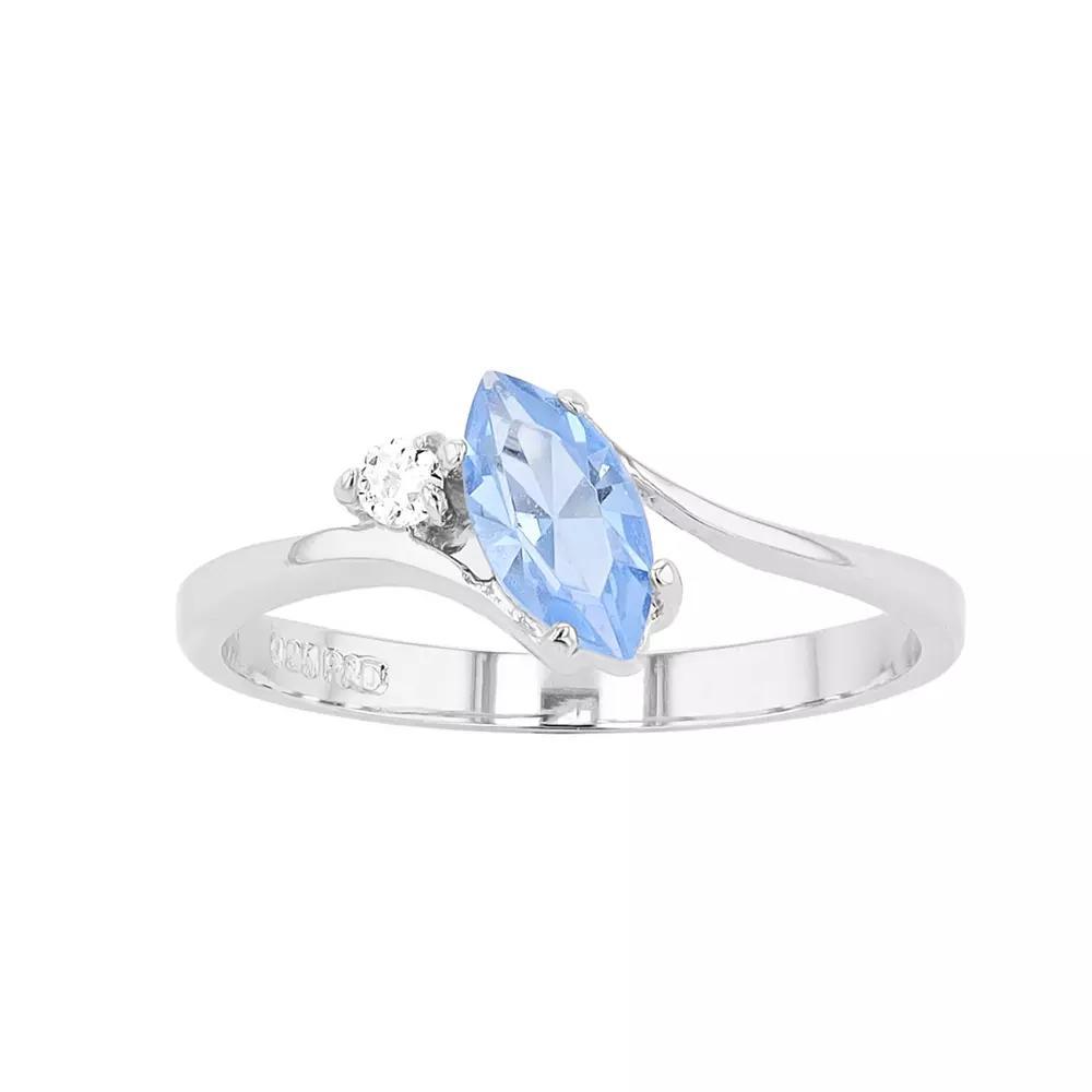 Traditions Jewelry Company Sterling Silver Crystal Birthstone Marquise Ring, Womens March Product Image
