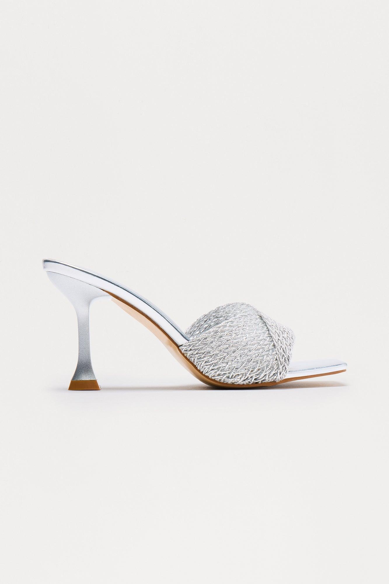 Tatti Faux Leather Heels - Silver Female Product Image