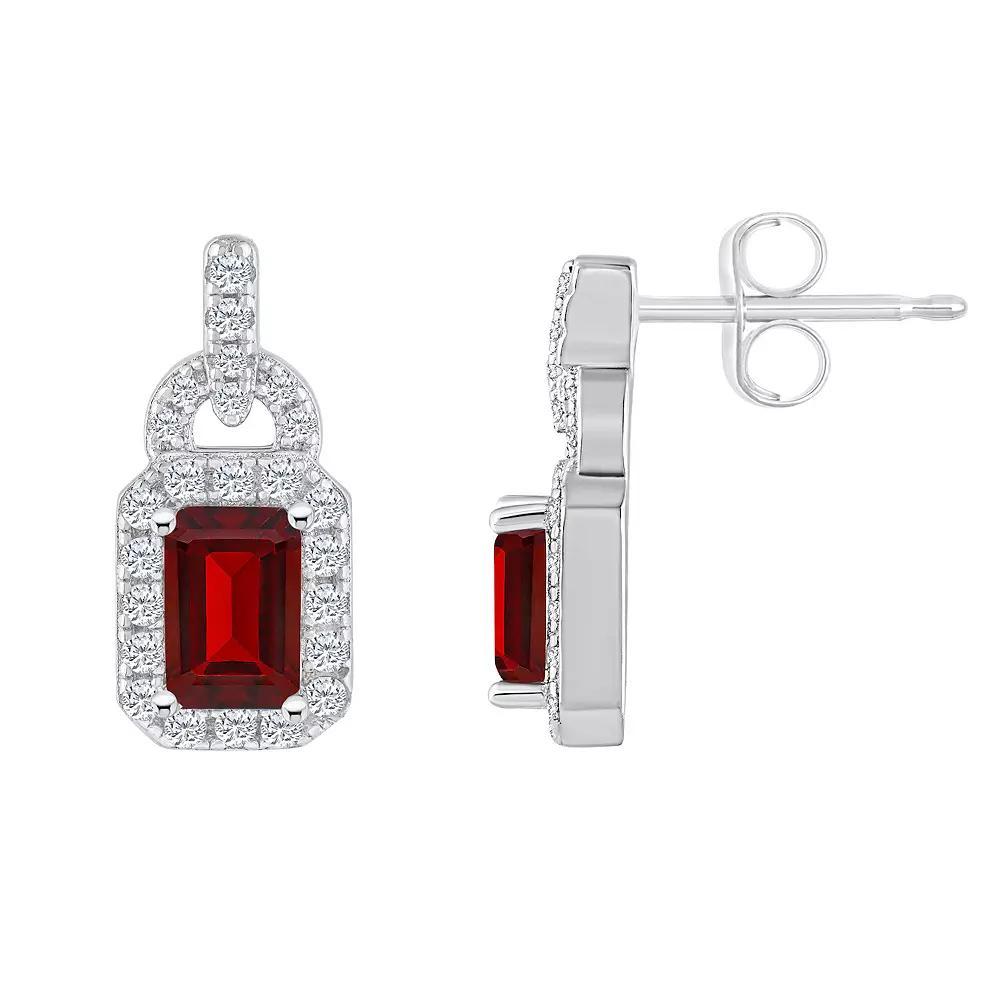 Celebration Gems Sterling Silver Garnet & White Topaz Accent Drop Earrings, Women's Product Image