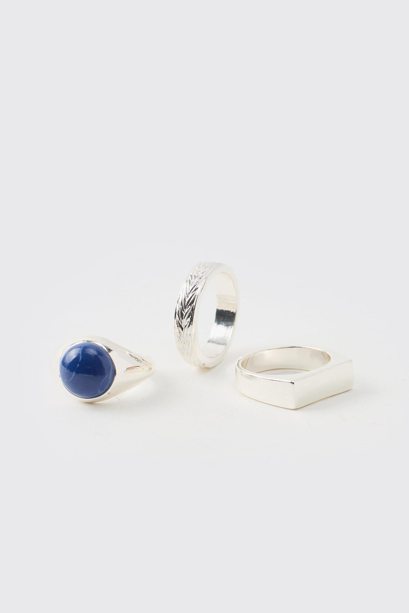 Silver Rings 3 Pack | boohooMAN USA Product Image