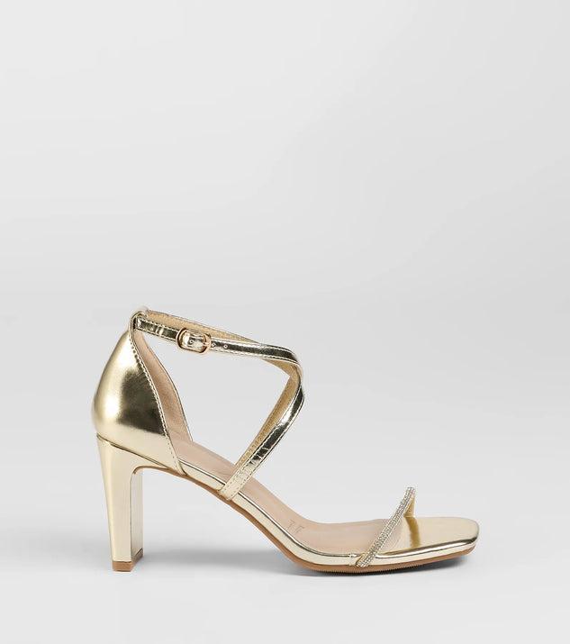 Pure Magic Rhinestone Metallic Block Heels Product Image