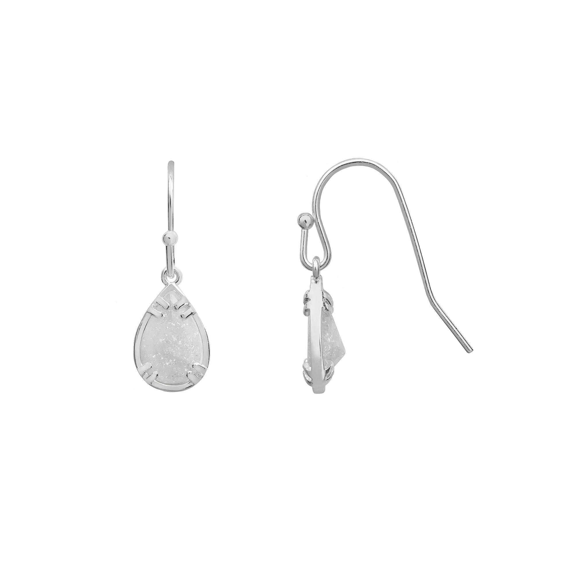 LC Lauren Conrad Silver Tone Crackle Cubic Zirconia Drop Earrings, Women's, Clear Product Image