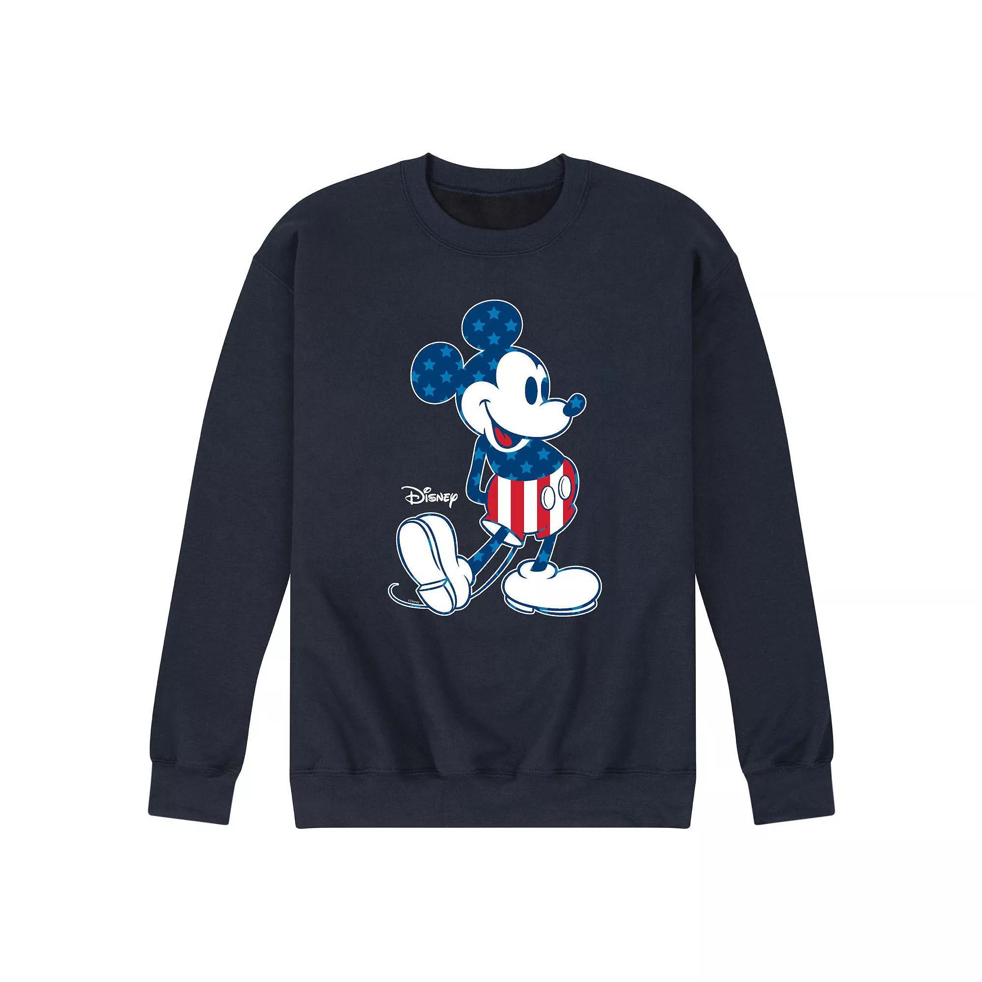 Disneys Mickey Mouse Mens Flag Fleece Sweatshirt Blue Product Image
