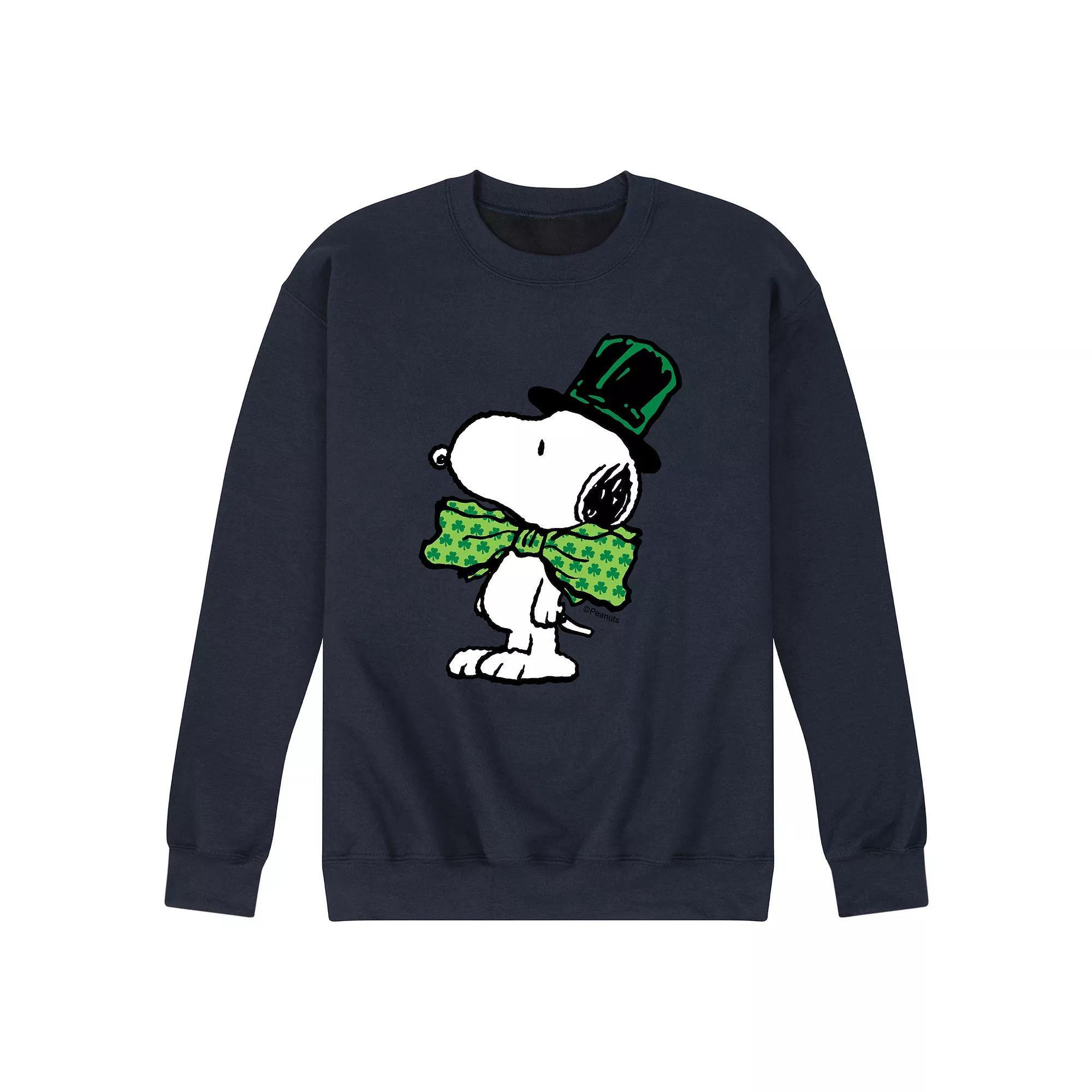 Mens Peanuts St Paddys Bowtie Fleece Sweatshirt Blue Product Image