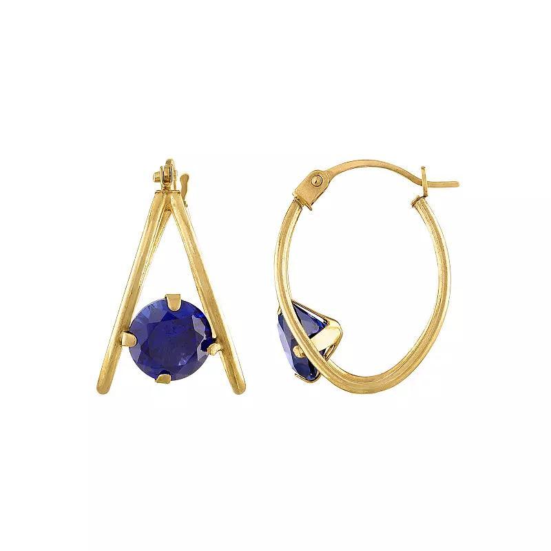 Designs by Gioelli 14k Gold Gemstone Capture Hoop Earrings, Womens, Red Product Image