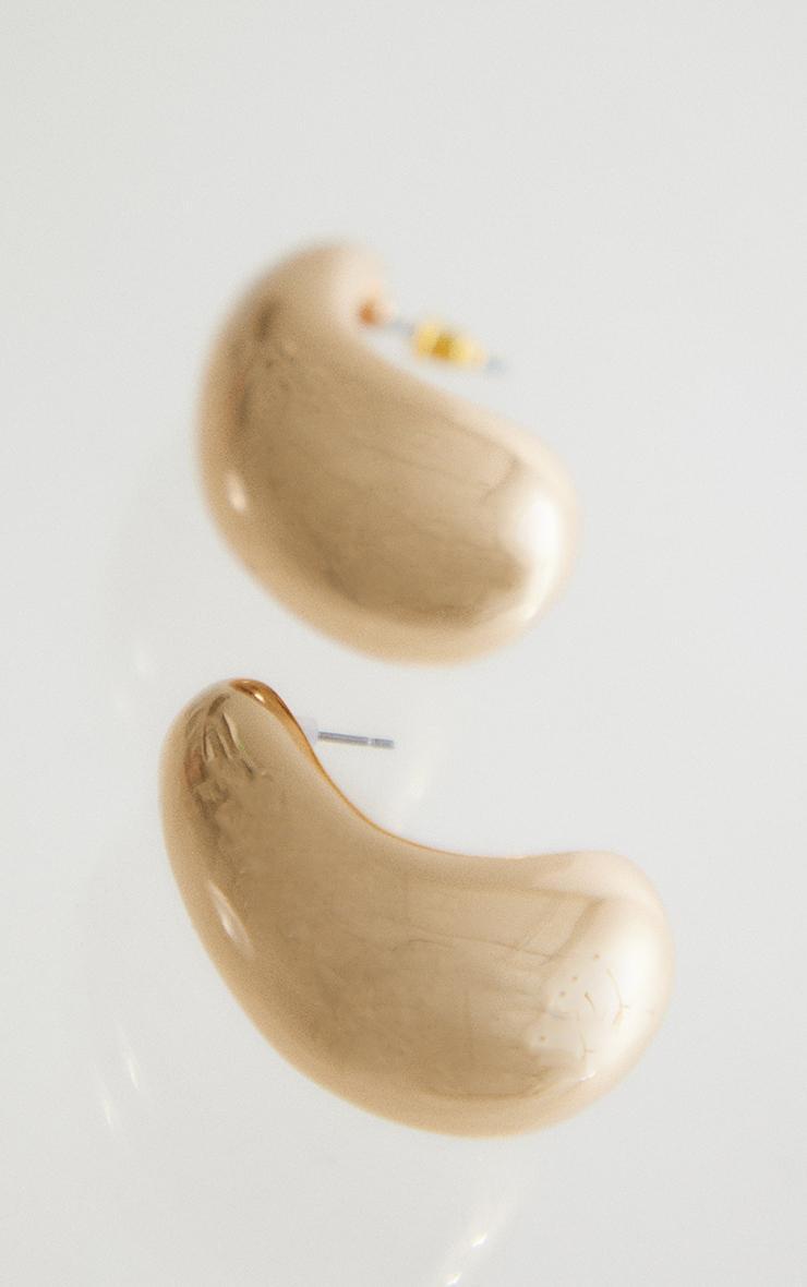 Gold Chunky Flat Curved Earrings Product Image