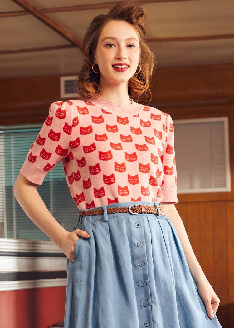 Retro Radiance Puff Shoulder Sweater Product Image