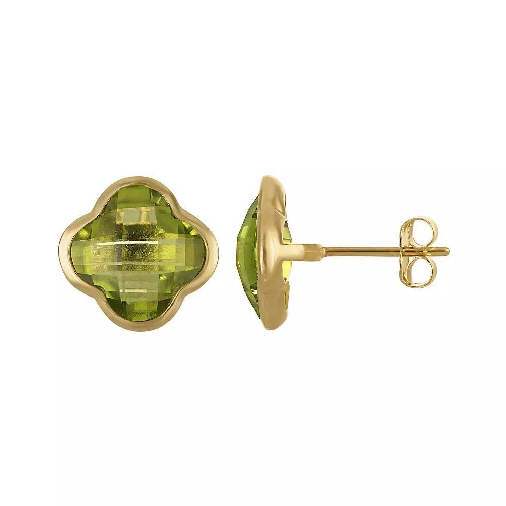 Tiara 10k Gold Gemstone Clover Stud Earrings, Women's, Peridot Product Image