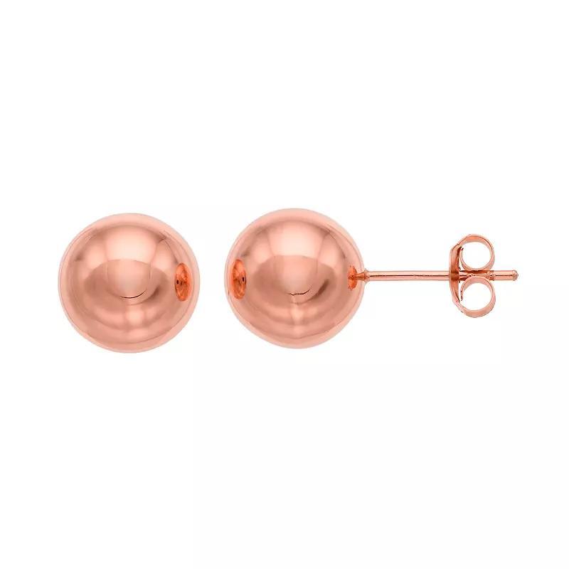 Sterling Silver Ball Stud Earrings, Womens, 14k Rose Gold Over Product Image