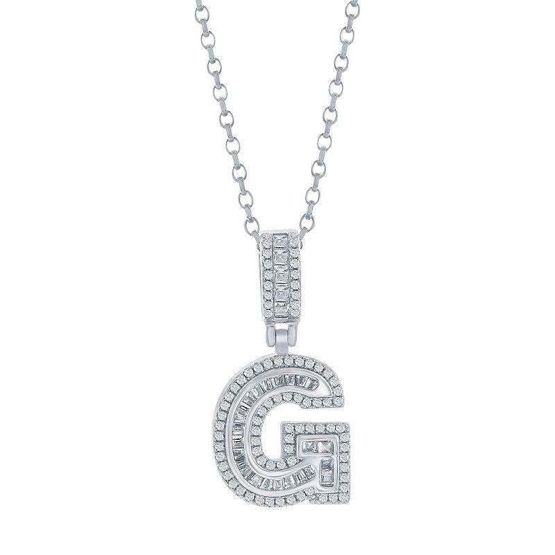 Argento Bella Sterling Silver Cubic Zirconia Initial Pendant Necklace, Women's, Size: 18", Sterling E Product Image