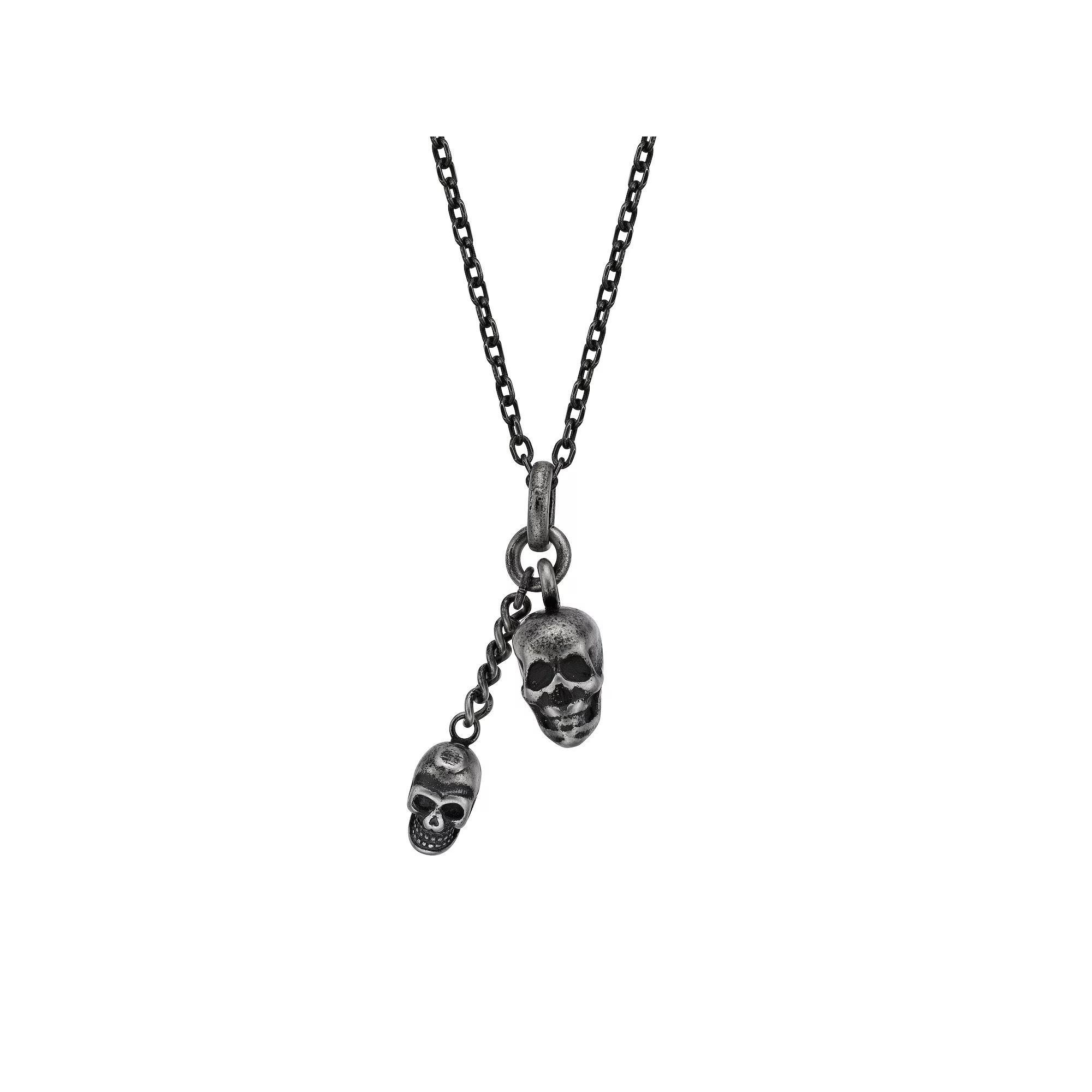 LYNX Men's Stainless Steel Skull Necklace, Size: 24" Product Image