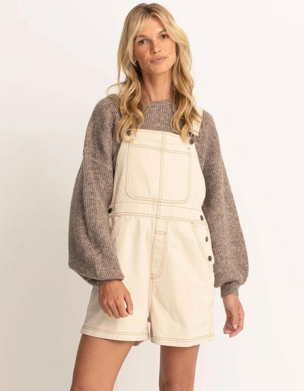 RHYTHM Tides Womens Shortalls - NATURAL Product Image