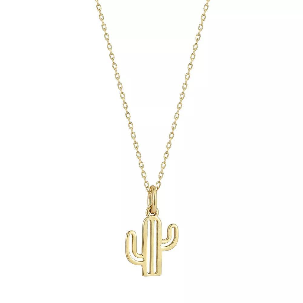 LUMINOR GOLD 14k Gold Cactus Pendant Necklace, Women's, Size: 18" Product Image