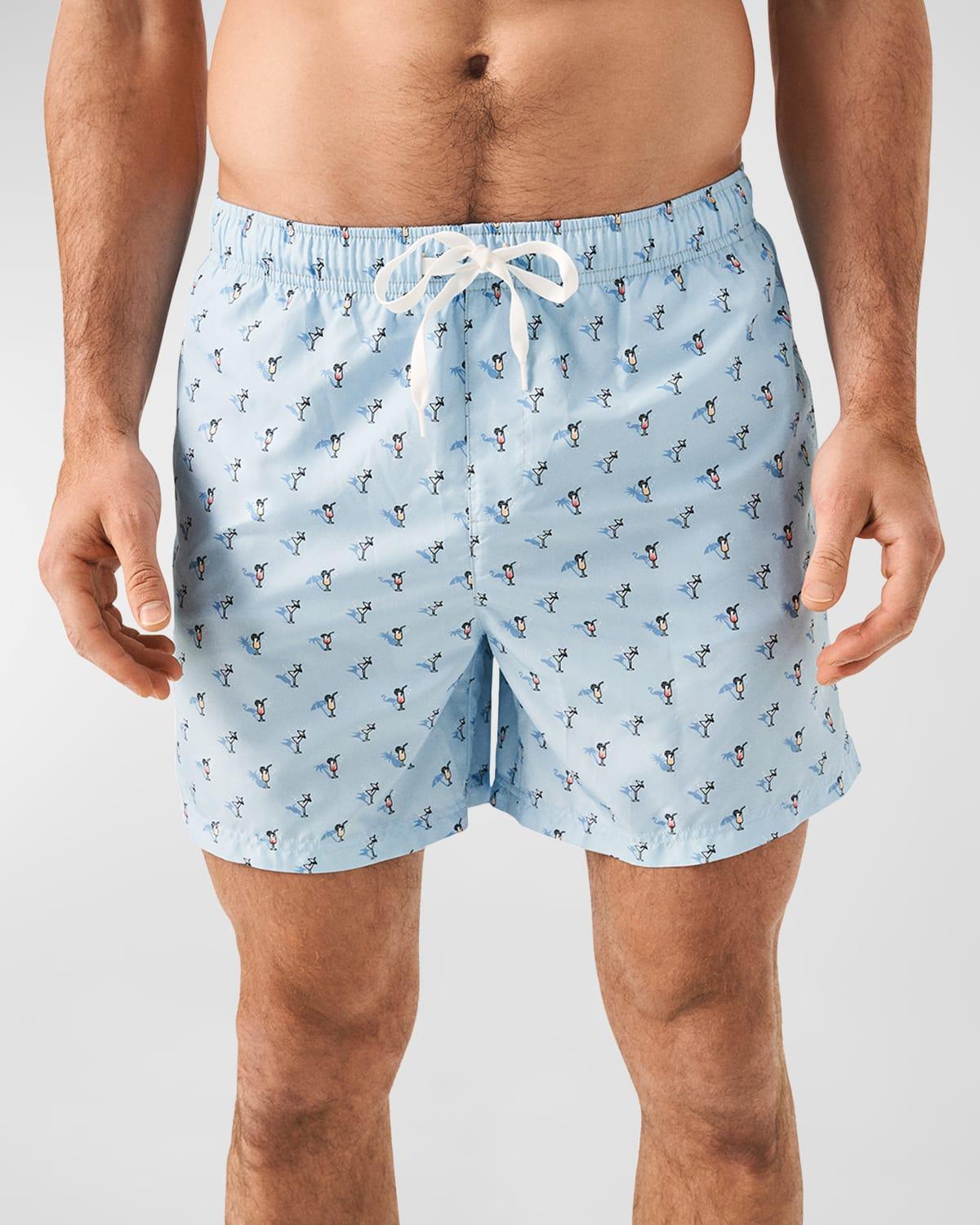 Mens Palm Tree-Print Swim Trunks Product Image
