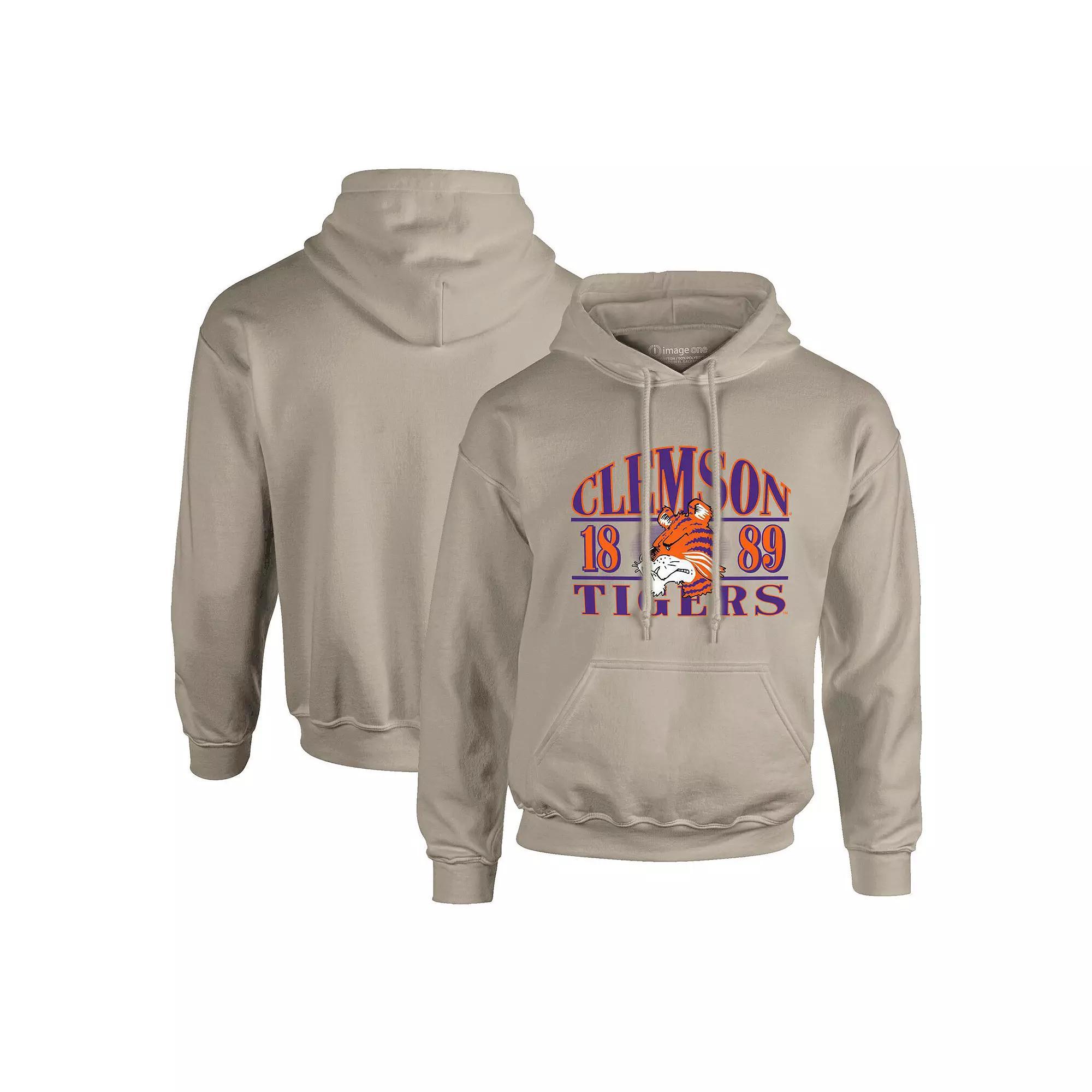 Men's  Tan Clemson Tigers Upper Arch Letters Pullover Hoodie, Size: 2XL, Team Product Image