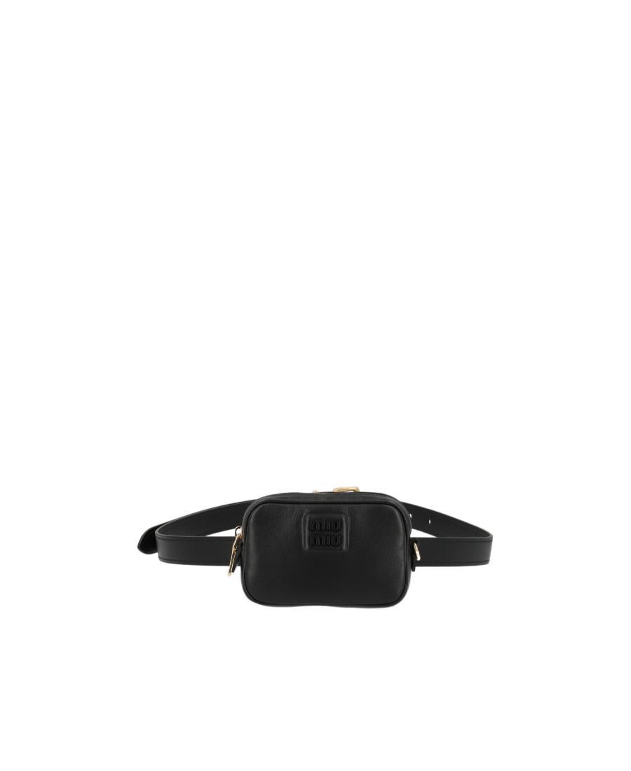 MIU MIU Logo-embossed Leather Belt Bag In Black Product Image
