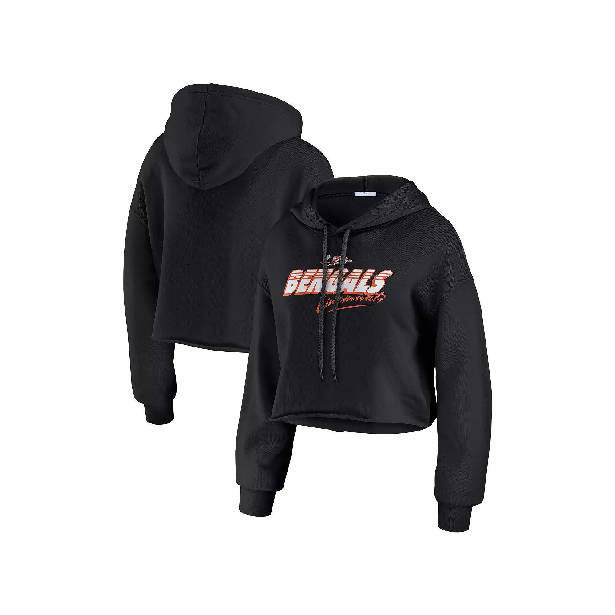 Women's WEAR by Erin Andrews Black Las Vegas Raiders Prime Cropped Pullover Hoodie, Size: 2XL, Lvr Black Product Image