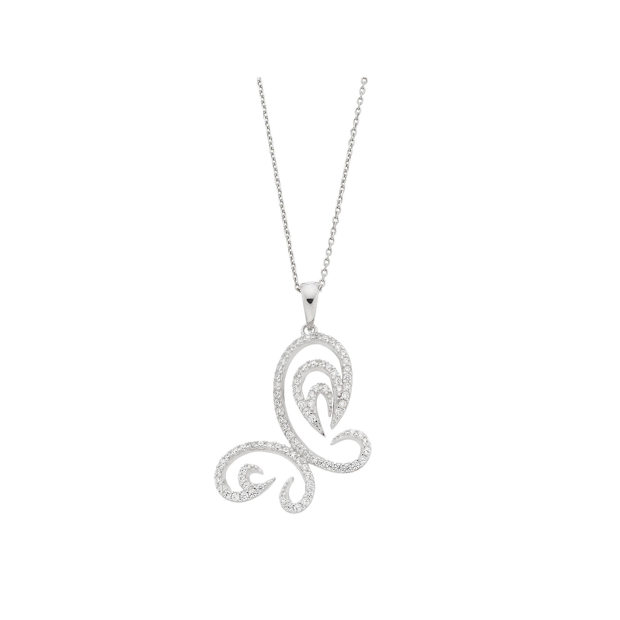 Rosabella Sterling Silver Cubic Zirconia Butterfly Pendant Necklace, Women's, Size: 18" Product Image