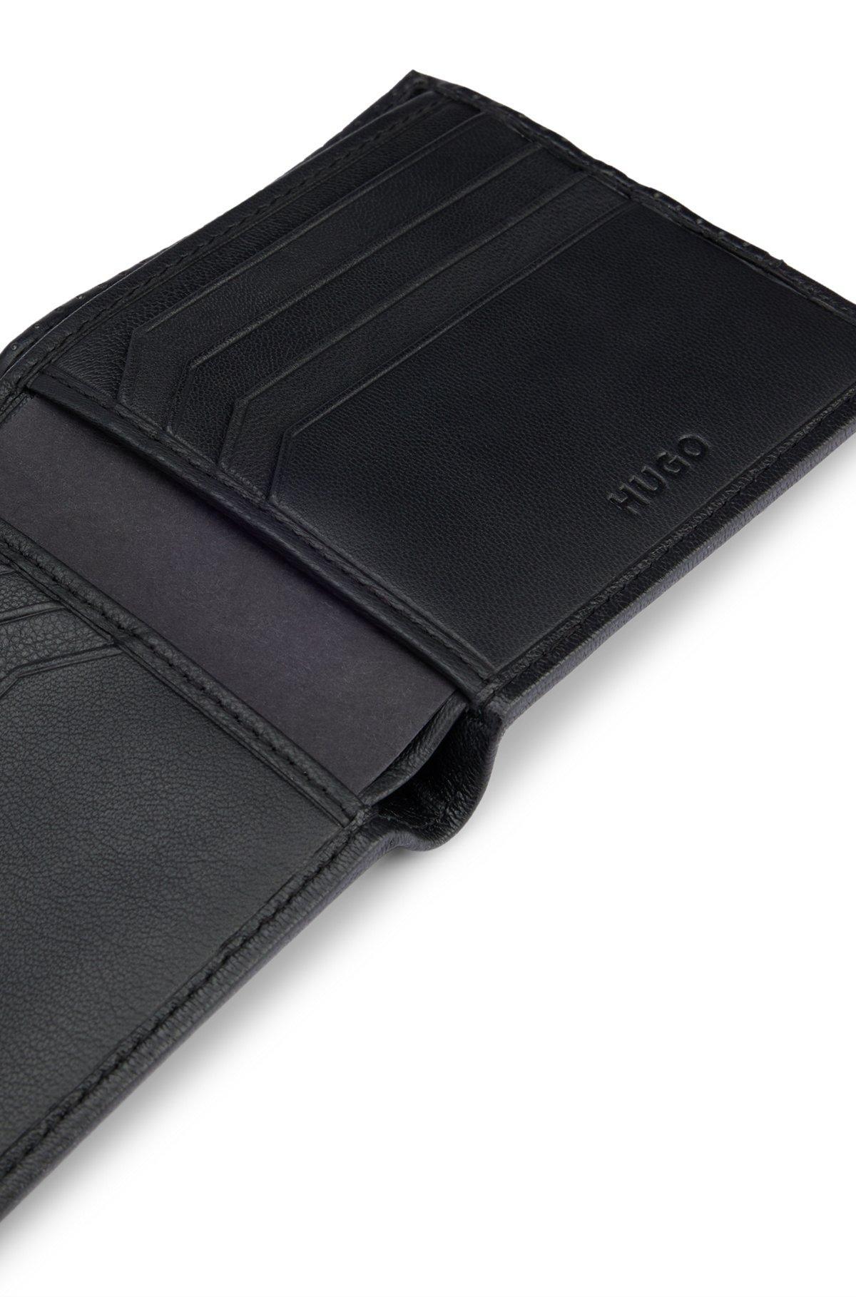 HUGO - Perforated-leather wallet with logo hardware - Black Product Image
