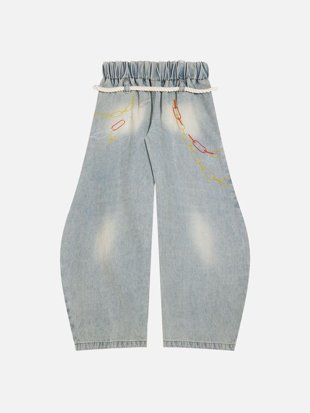 Aelfric Eden Cartoon Print Super Baggy Barrel Jeans Product Image