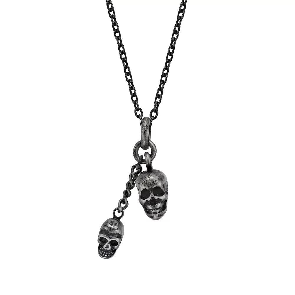 LYNX Men's Stainless Steel Skull Necklace, Size: 24" Product Image