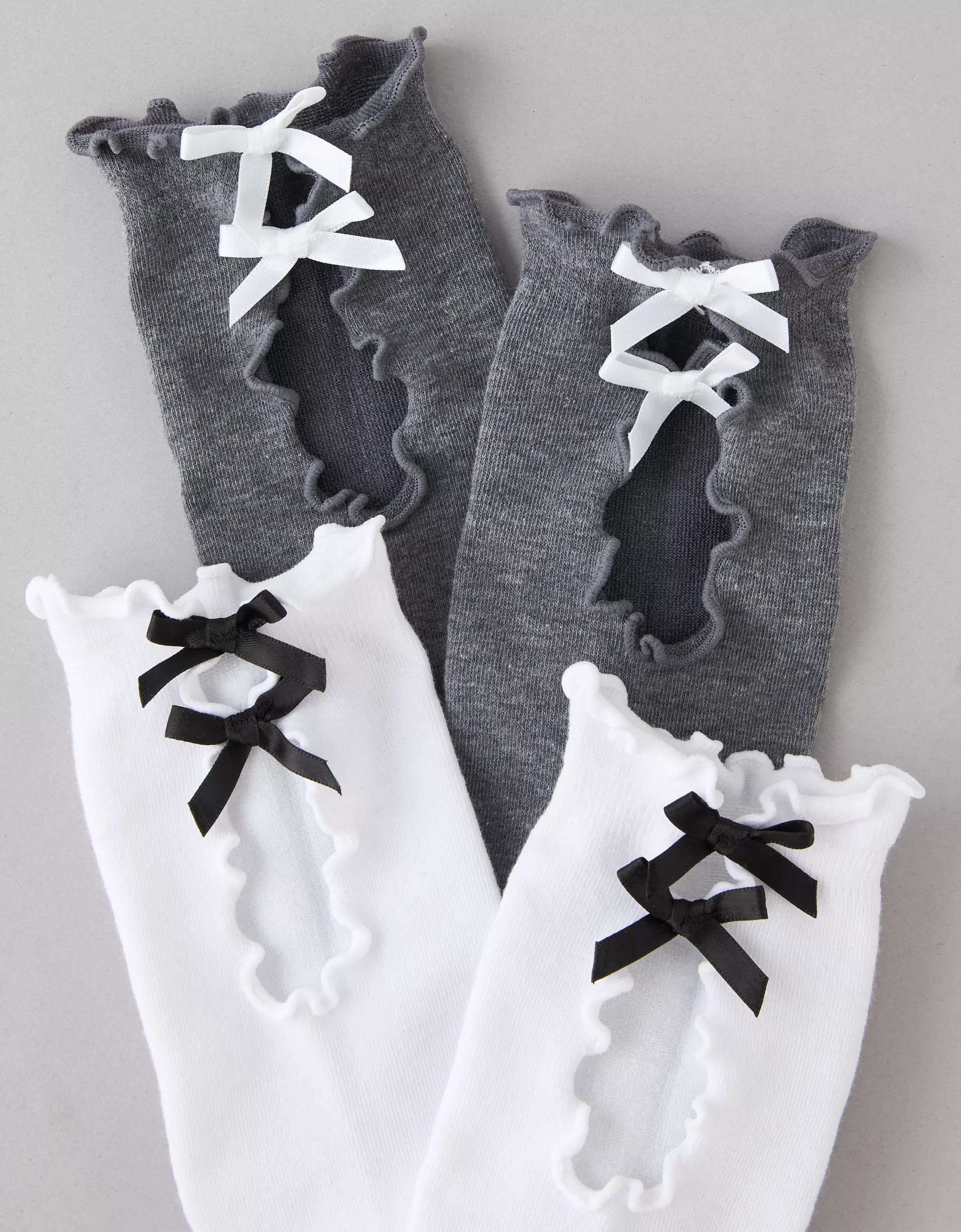 AE Ruffle Bow Crew Socks 2-Pack Product Image
