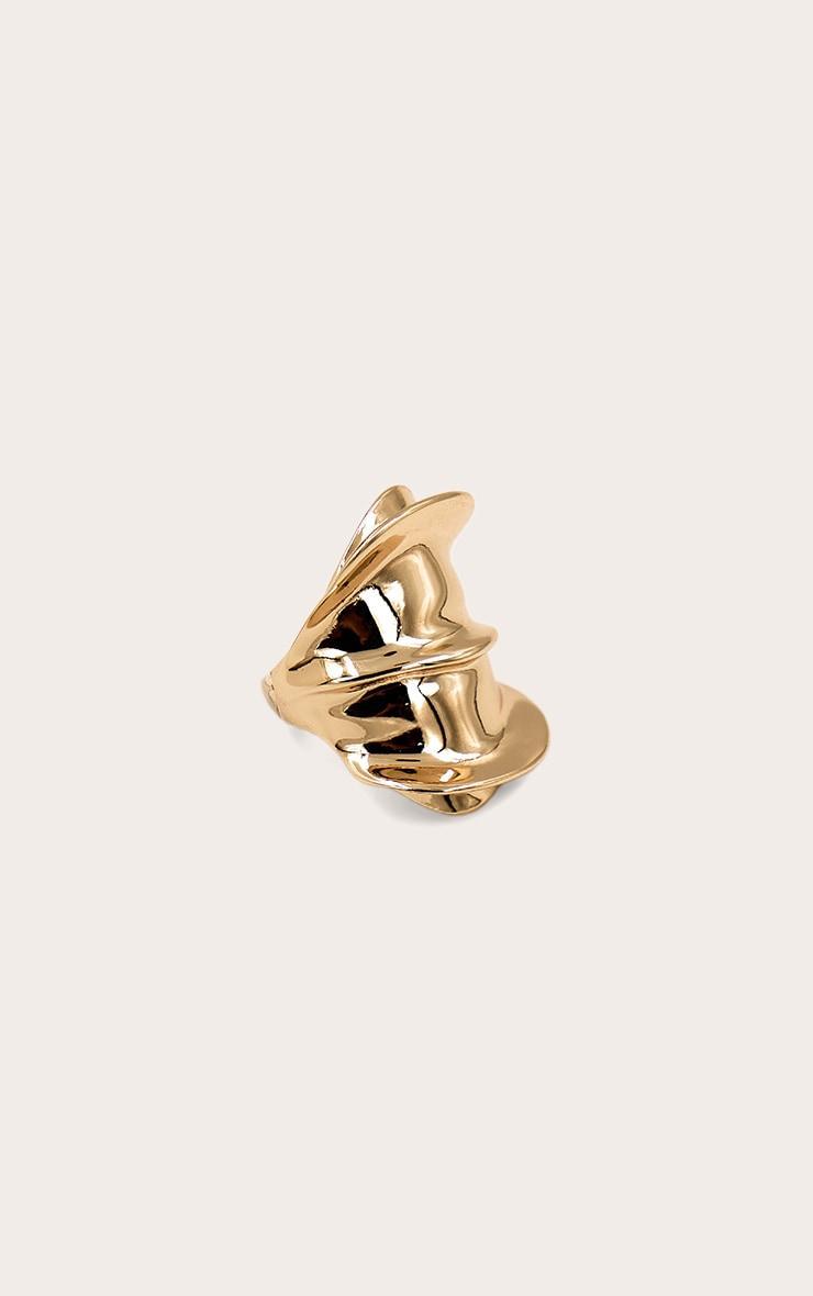 Gold Textured Abstract Double Ring Product Image
