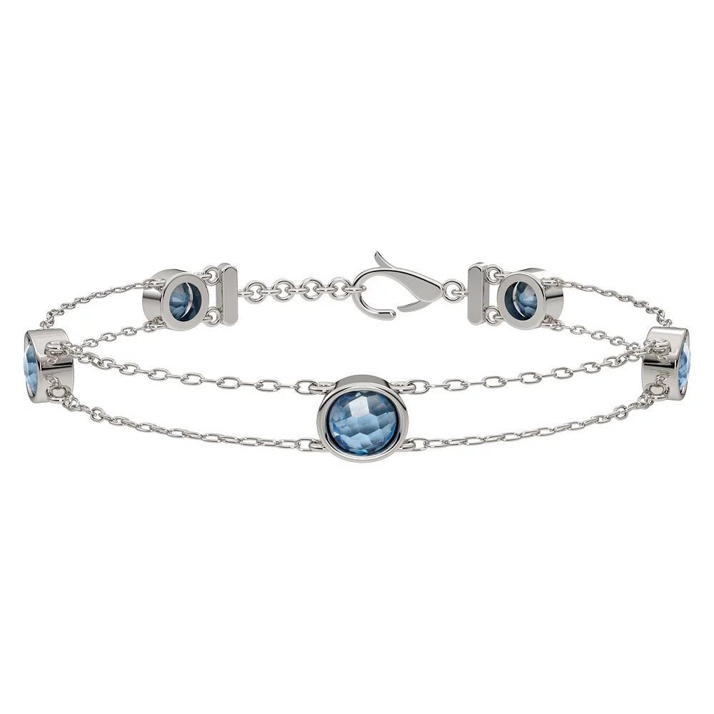 Sterling Silver Swiss Blue Topaz Bracelet, Women's Product Image