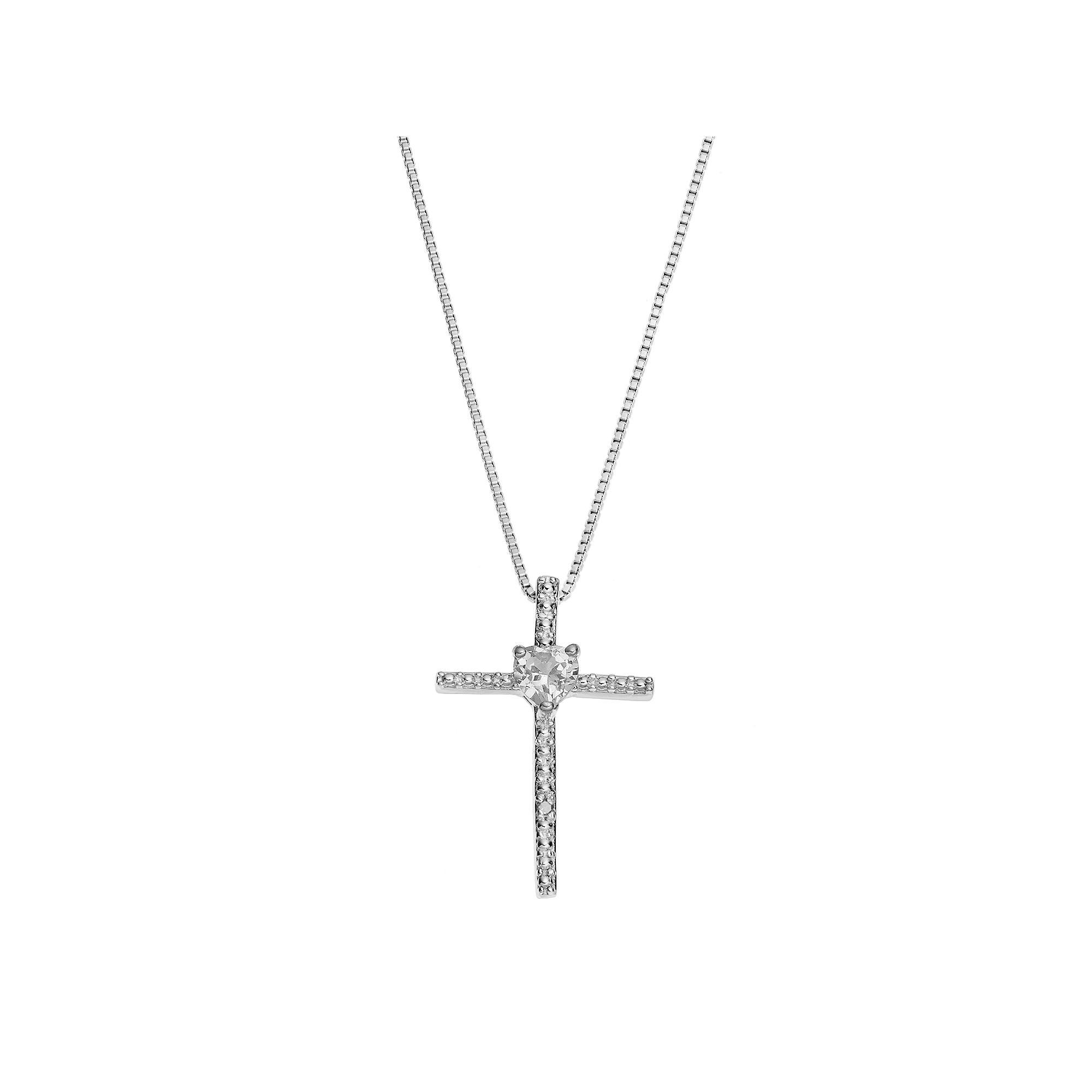 Gemminded Sterling Silver Blue Topaz Cross Pendant Necklace, Women's, Size: 18" Product Image