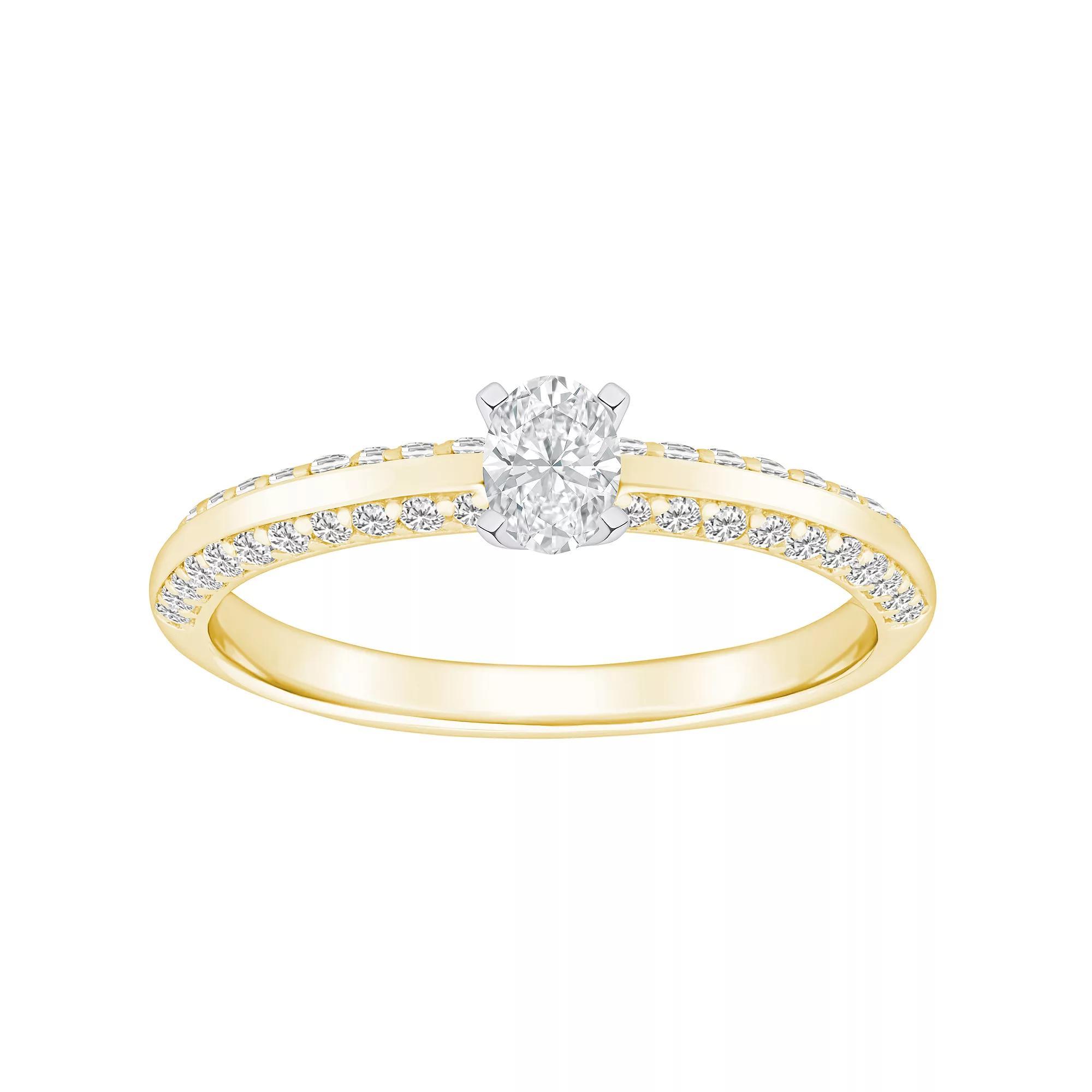 Alyson Layne 14k Gold 3/5 Carat T.W. Diamond Oval Cut Pave & Polished Band Engagement Ring, Women's, Size: 6.50, 14k White Gold Product Image