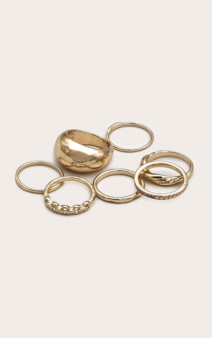 Gold Assorted Diamante Textured Multipack Rings Product Image