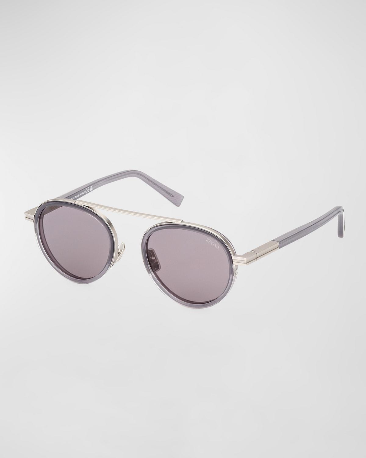 Mens ORIZZONTE II Metal-Acetate Round Sunglasses Product Image