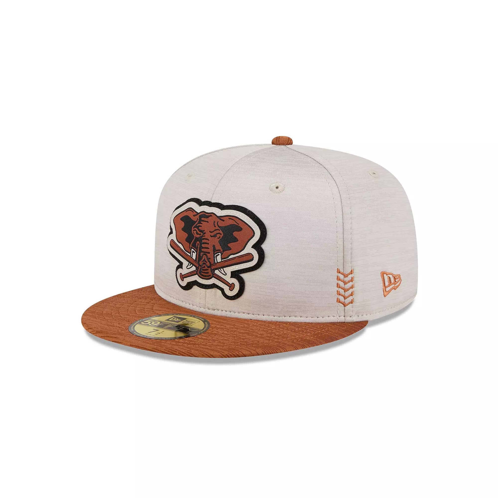 Men's New Era Stone/Brown Oakland Athletics 2024 Clubhouse 59FIFTY Fitted Hat, Size: 8, Team Product Image