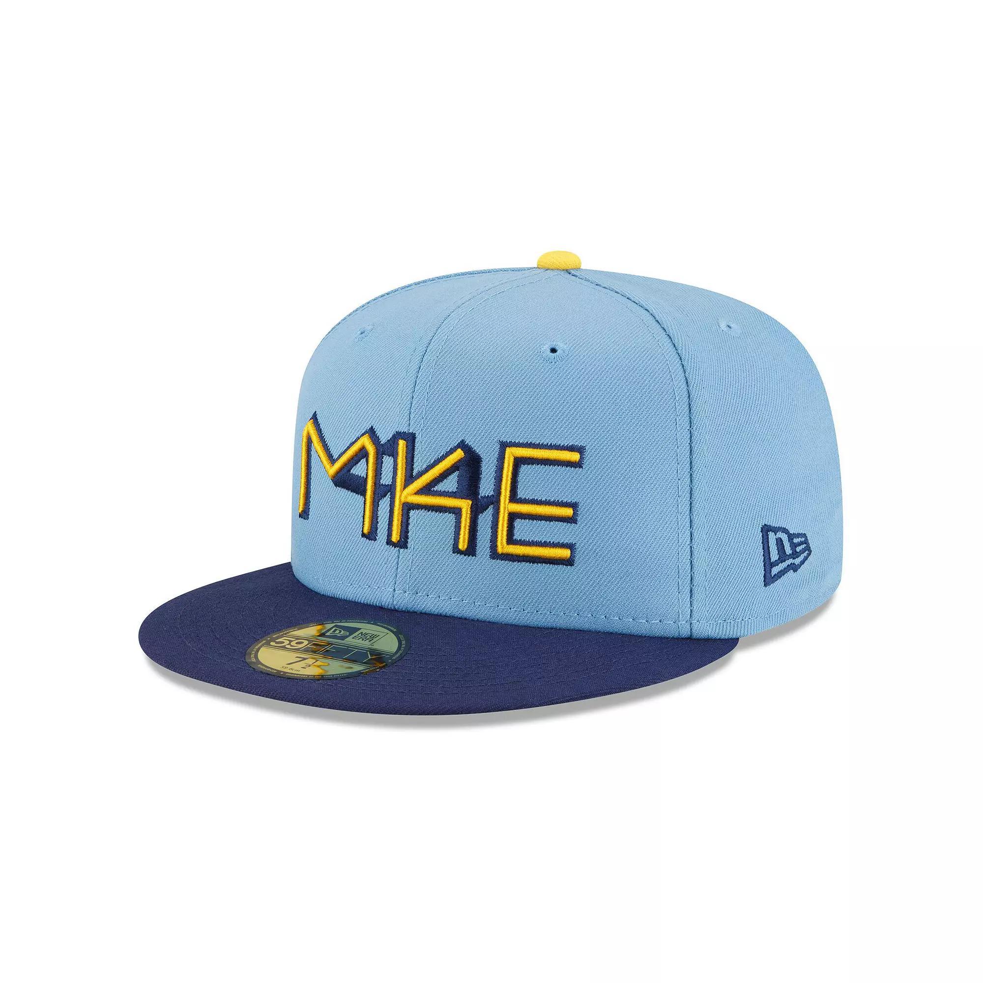Men's New Era Powder Blue Milwaukee Brewers 2022 City Connect 59FIFTY Fitted Hat, Size: 8, Light Product Image