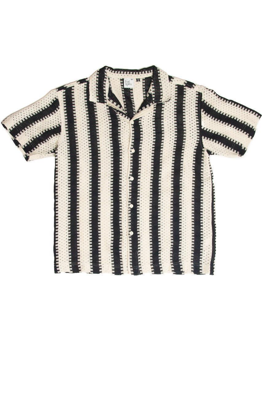 Crochet Striped Woven Shirt Product Image
