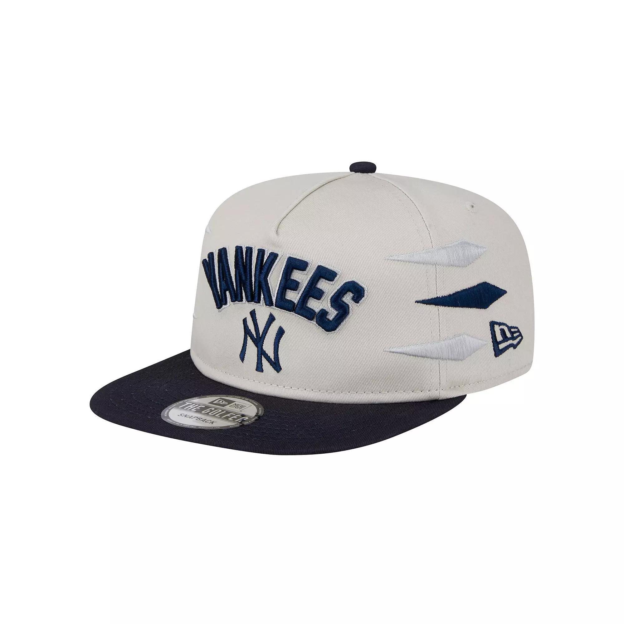 Mens New Era Cream New York Yankees Iron Golfer Snapback Hat Product Image