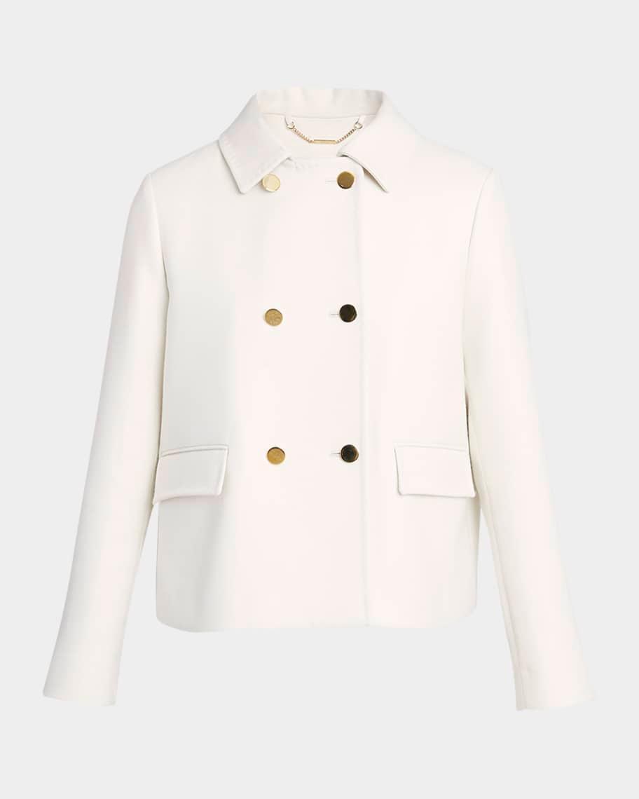 Wool-Twill Double-Breasted Short Peacoat Product Image
