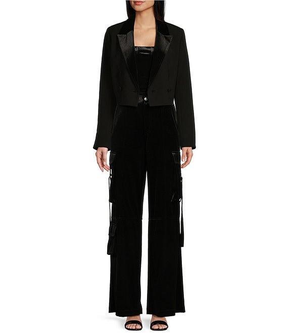 GB Cropped Velvet Blazer Product Image