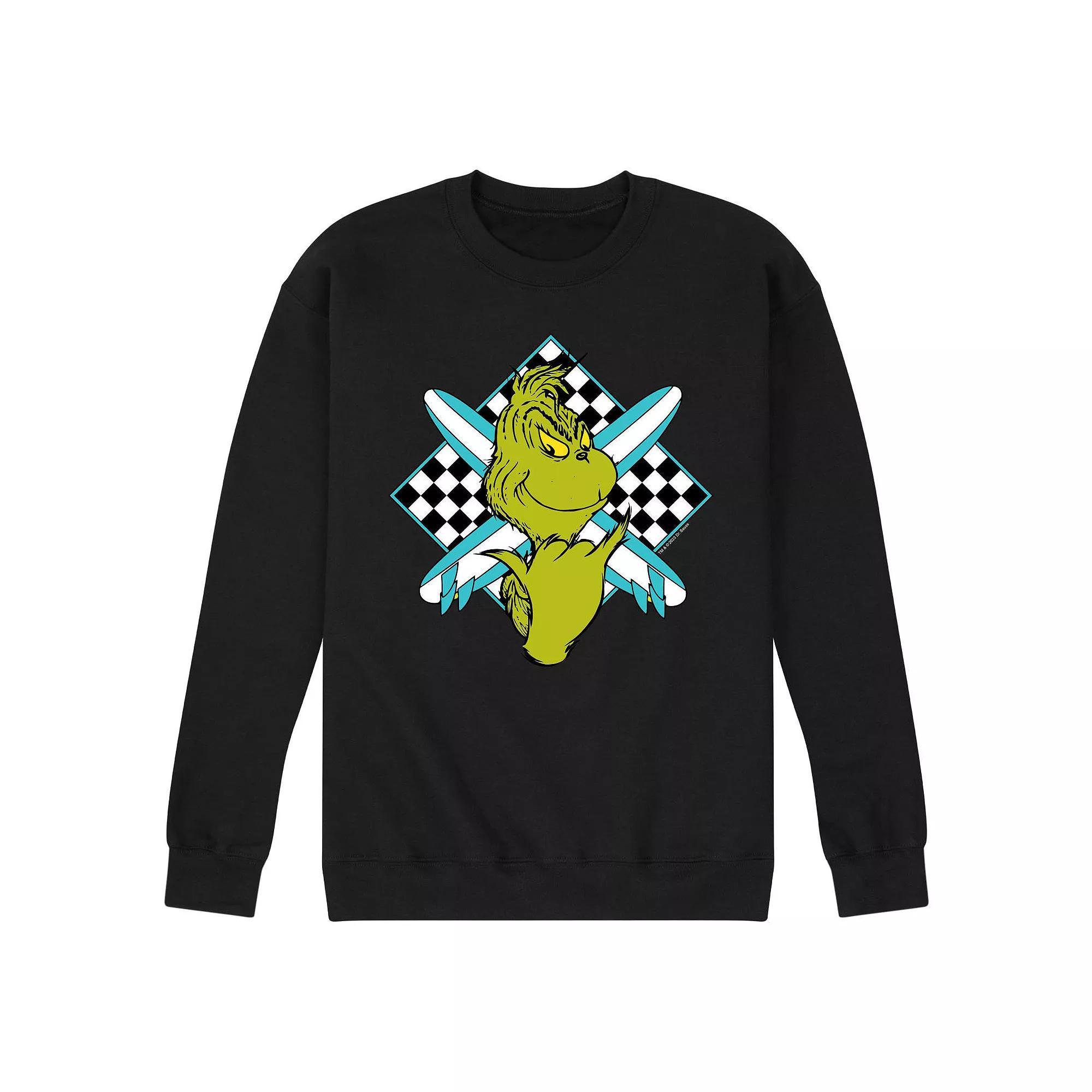 Mens Dr. Seuss The Grinch Crossed Surfboards Fleece Sweatshirt Product Image