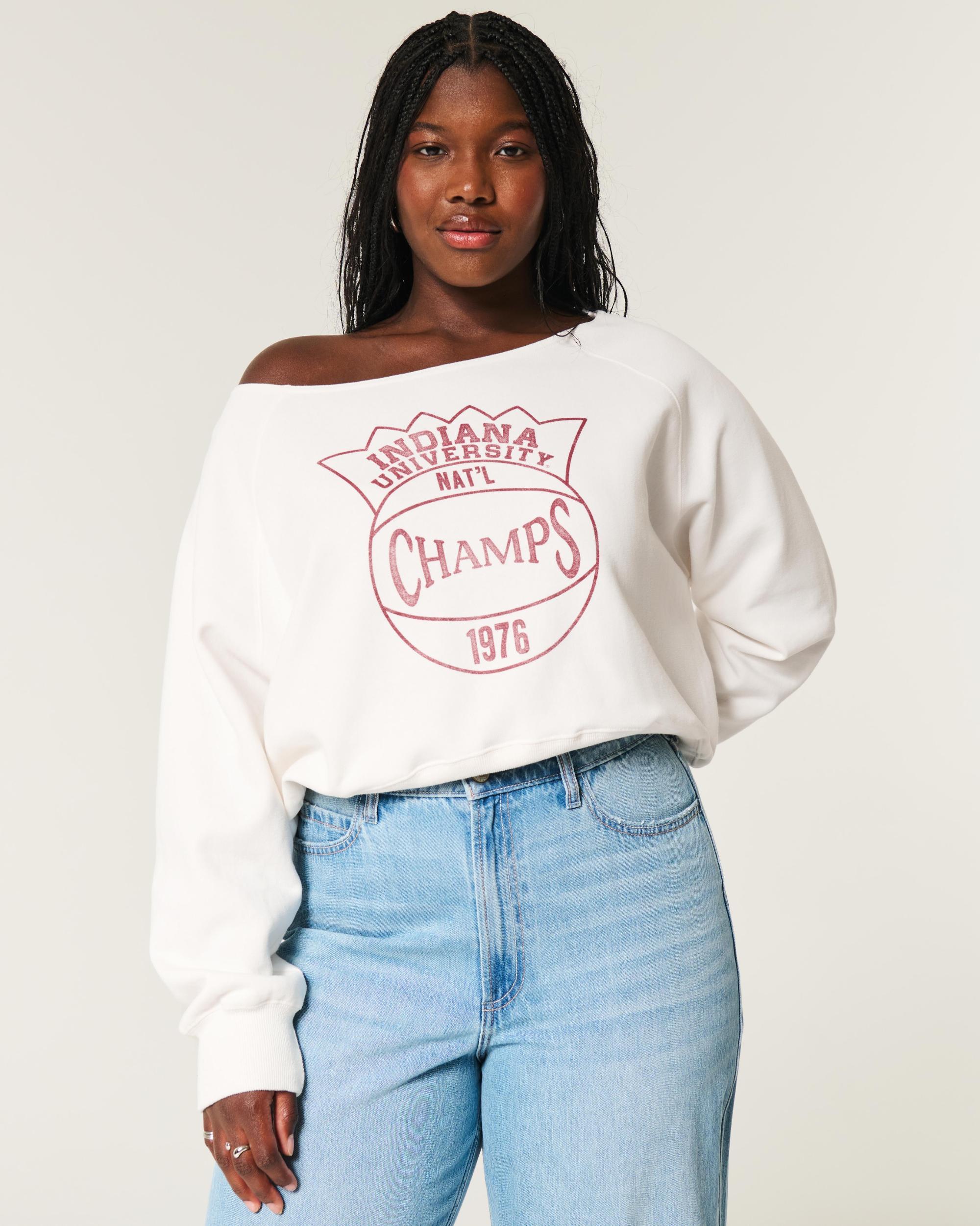 Easy Off-the-Shoulder NYC Graphic Sweatshirt Product Image