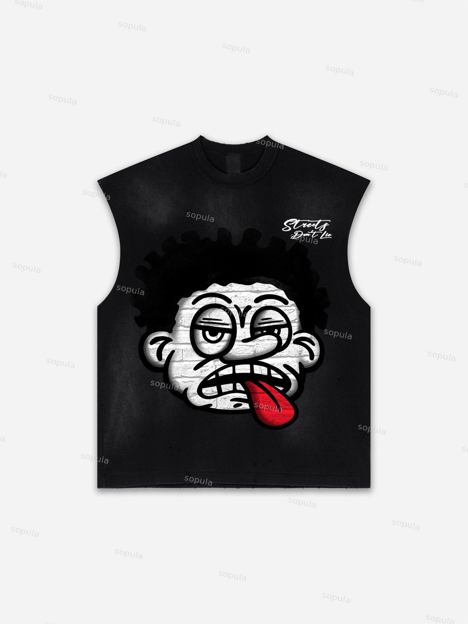 Men's Washed Streets Don't Lie Retro Big Head Graphic Tank Top Product Image