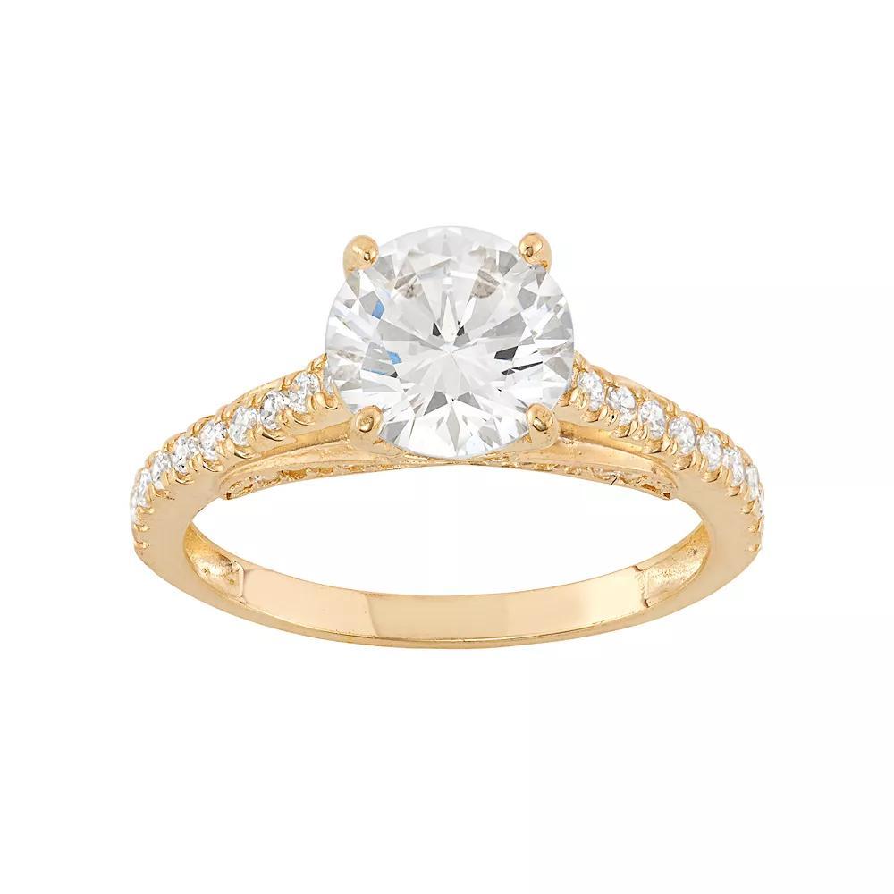 Cubic Zirconia Engagement Ring in 10k Gold, Womens Yellow Product Image